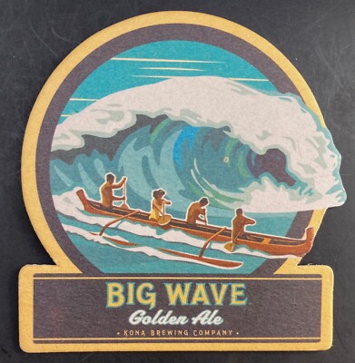 BIG WAVE. LIQUID ALOHA. CANOE. KONA. HAWAII. ODD/UNUSUAL SHAPED BEER COASTER 