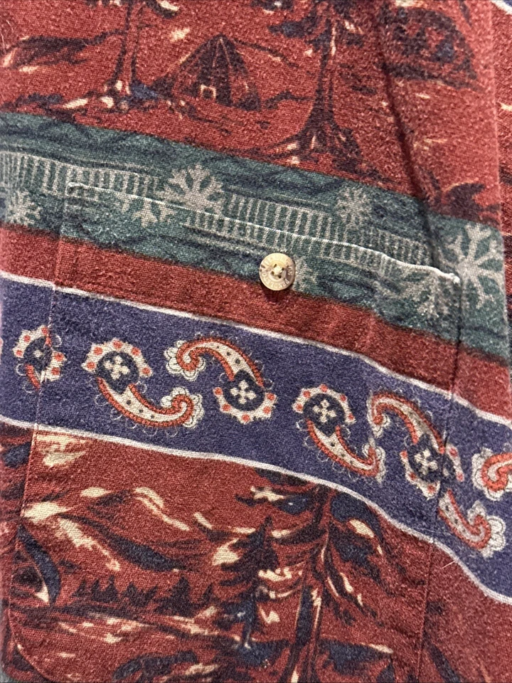 Camisa Pendleton Para Hombres Abotonada Franela Occidental Gamuza Paisley Canoa Esquí Grande Foto 3 de 4