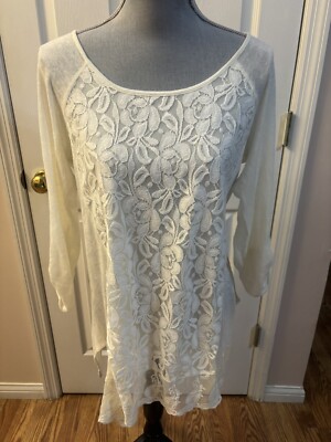 Cupio Women's 3/4 Sleeve Sweater Lace Detail Size: Medium