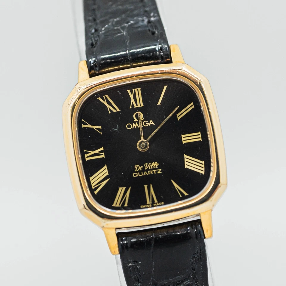 Sin Tarifas *CASI COMO NUEVO* Cuarzo OMEGA De Ville De Colección Cal.1353 Negro Romano Para Mujer Foto 3 de 4