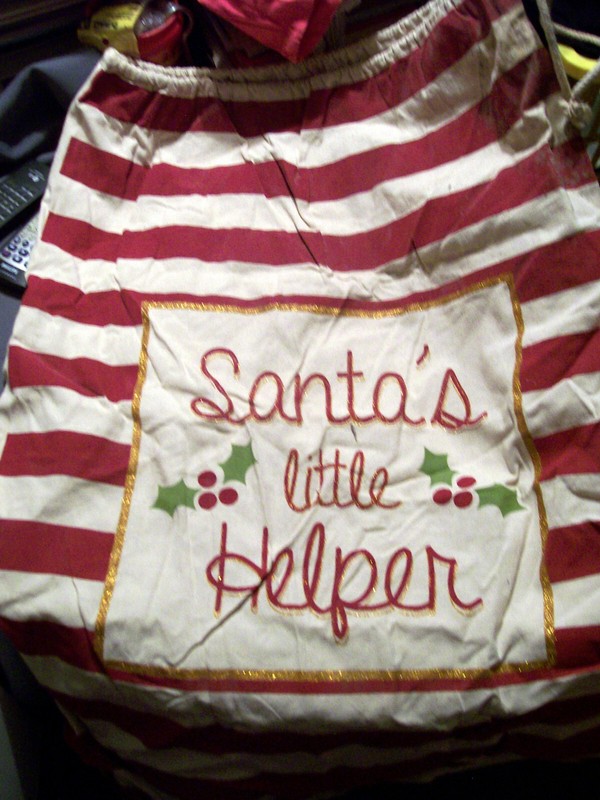 VINTAGE OLD CHRISTMAS SANTA SACK BAG HEAVY DUTY COTTON 33 BY 18 INCHES