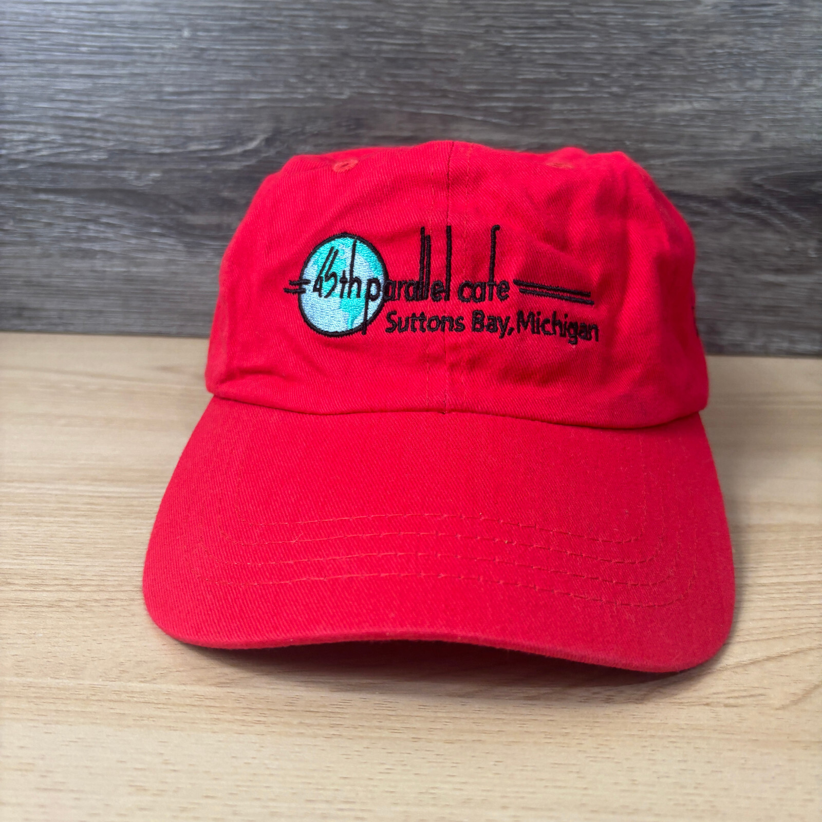 45th Parallel Cafe Hat Cap Strap Back Red Lightwe… - image 1