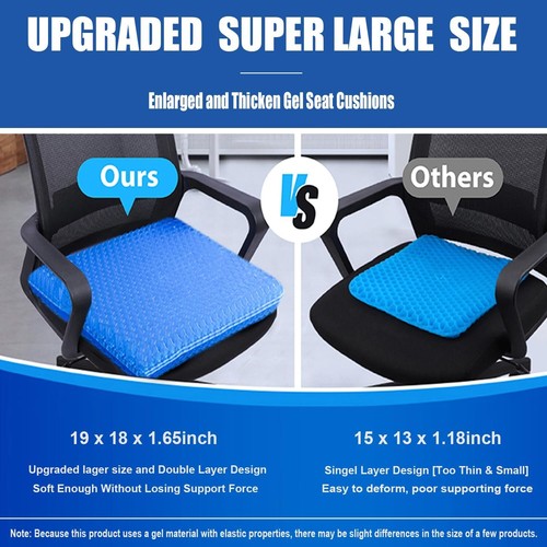 Dickes Gel Rollstuhl Sitzkissen - 19x18x1,65 rutschfestes Bürostuhlkissen XXL - Bild 2 von 9