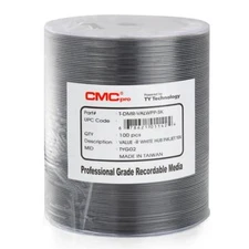 200 CMC Pro (TY Technology) 16X White Inkjet Printable Value DVD-R Disc