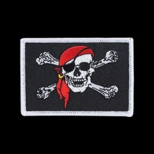 PIRATE FLAG RED SCARF JOLLY ROGER HAT PATCH US ARMY NAVY AIR FORCE MARINES