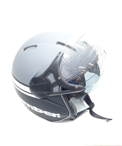 CASCO MOTO DEMI JET OMOLOGATO GRIGIO E NERO RD107 RODEO DRIVE BOMBER TAGLIA  | eBay