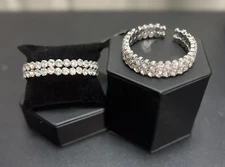 🔥Paparazzi jewelry Megawatt Majesty White Rhinestone Silver Cuff Bracelet NEW🔥