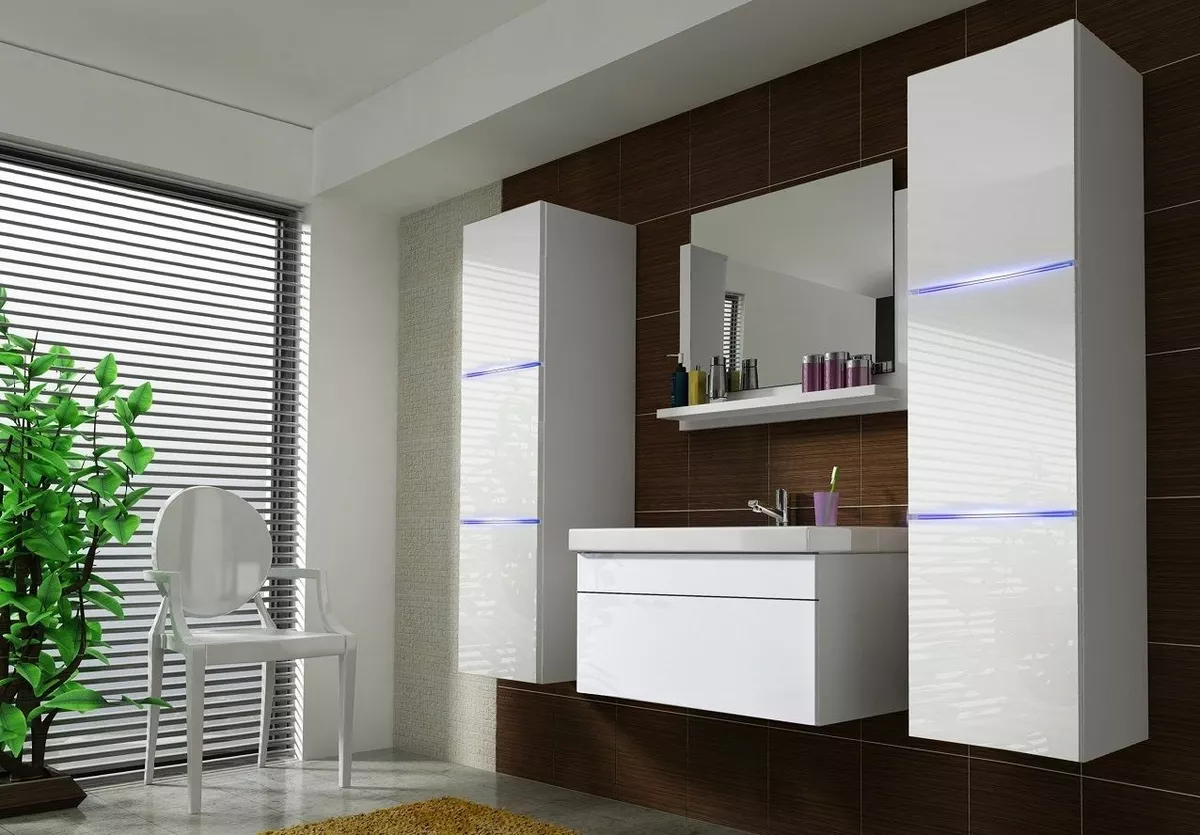 Modern White Gloss Bathroom Vanity Unit