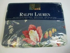 New Vintage Ralph Lauren KIMBERLY Blue Floral Fitted Sheet - Full