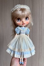 Blythe Doll Clothes -- Vintage Style Sky Blue Girly Dress Set (RARE)