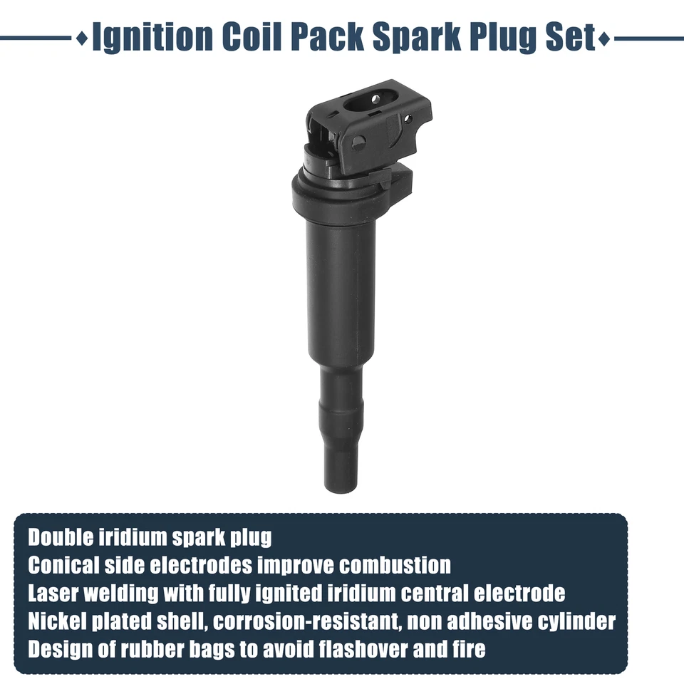 Juego de bobinas de encendido y bujías Kit de paquetes de bobinas de bujías para BMW 3,0 L Foto 4 de 4