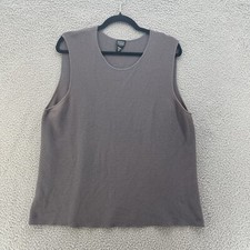 Eileen Fisher Plus Size Top Women 1X Grey Knitted Boxy Lagenlook Beachy Staple