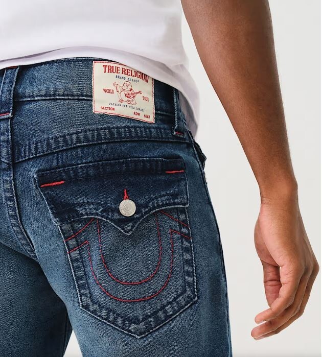 True Religion デニム 中古】TRUE RELIGION ダメージフレアデニム ライトインディゴ 28