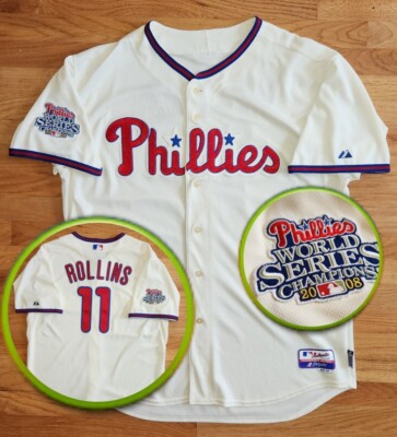 *RARE* 2008 CHAMPIONS Ring Ceremony Philadelphia PHILLIES ROLLINS Jersey mens 56