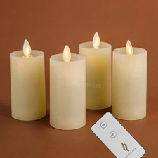 Set of 4 Luminara Flameless LED Wax Candles ,Remote Moving Wick 2" × 4.3"