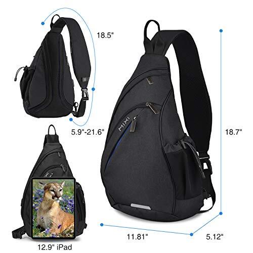 Sling Bag Men Backpack Unisex One Shoulder Bag Hiking Travel Black19