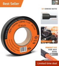 1-1/4" Adhesive Lined Heat Shrink Tubing - 50 Ft, 3:1 Ratio, Black