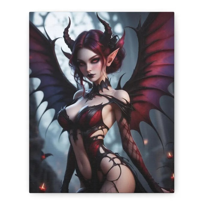 Wall Art for Fantasy Home Decor Lovers. Art Title: Crimson Winged Temptress