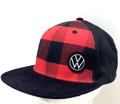 VOLKSWAGEN VW DRIVER GEAR BLACK & RED PLAID SNAP BACK CAP BASEBALL HAT DRG004782 - Picture 3 of 18