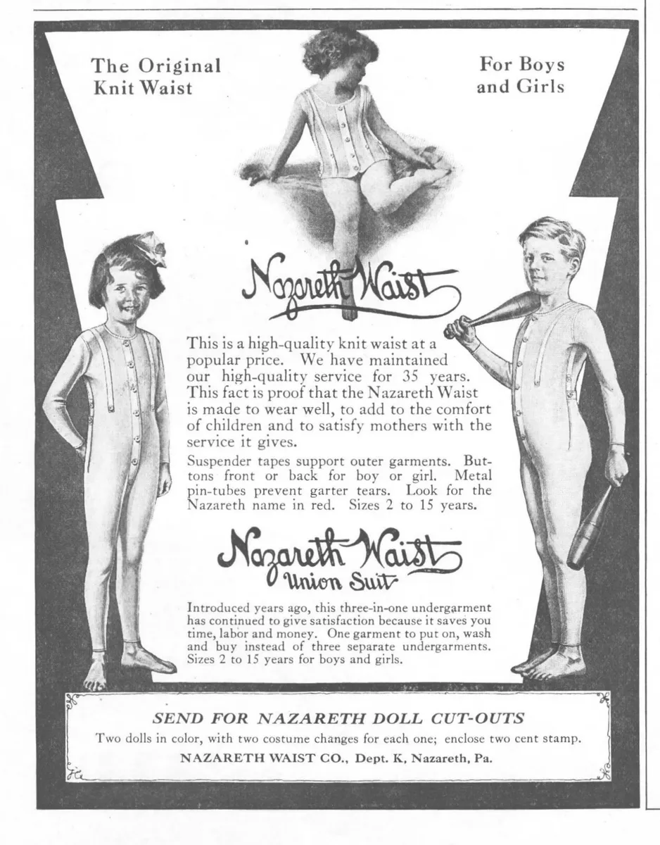 1922 Nazareth Waist Co Union Suit Antique Print Ad For Boys And