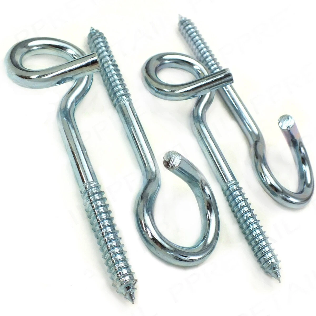 STEEL PIGTAIL HOOKS 4x Heavy Duty Screw Twist In Swing Hang Hammock Wall  Loop UK