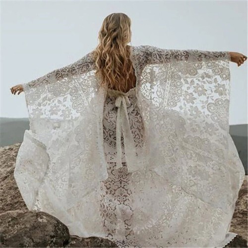 Hot Boho Maternity Dress For Photo Shoot Outfit Pregnant Women's Fluffy Lace - Picture 5 of 7