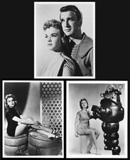 FORBIDDEN PLANET Leslie Nielsen ANNE FRANCIS Robby the Robot LOT of 3 PHOTOS