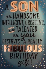 Happy Birthday A Son As Handsome Talented As You 5  x7  Hallmark Greeting Card