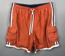 Sonoma Swim Trunks Men's 2XL Orange Cargo Pockets Drawstring Mesh Lined Beach