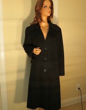 Womens Loro Piana Fleurette 100% Wool Black Long Coat Size 16 *unsure If Used