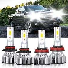 For GMC Sierra 3500 HD 2007-2019 9005 H11 LED Headlight Hi Low Beam 6000K Bulbs