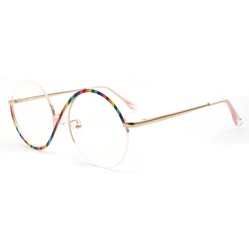 Stilvolle Damen Herren Runde Halbrand Brille Regenbogen Brille Brillengestell Halbrandlos - Bild 7 von 41