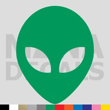 Alien Face Vinyl Die Cut Decal Sticker - UFO ET Outer Space Head