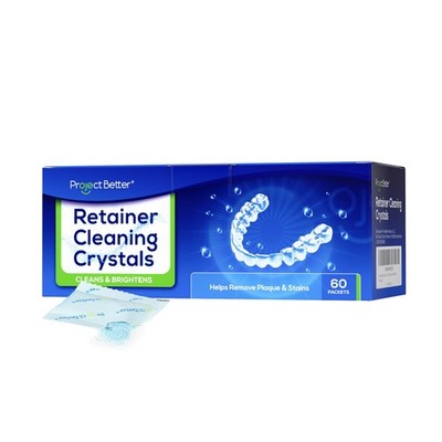 Cleaning Crystals for Clear Dentures and Retainers, (60 Packets) White 