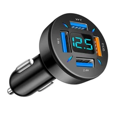 4 Ports USB Car Fast Charger Cigarette Lighter Socket Splitter Adapter Voltage