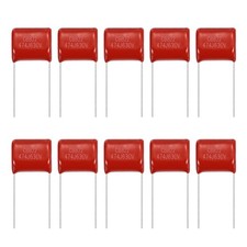 20Pcs CBB22 630V 474J 0.47UF Metallized Polypropylene Film Capacitors, Red