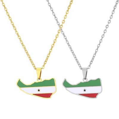 Somaliland Map Necklace for Women Gold Silver National Style Flag Map Pendant