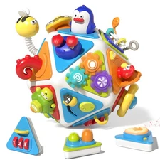 MEWOCHEE 20-in-1 Toddler Busy Board Cube Toys, Early Educational Montessori Sens