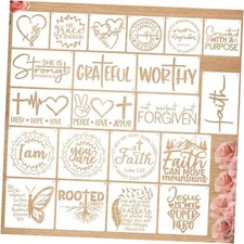 21 PCS Christian Stencils for Crafts Bible Verse Motivational Quotes Word
