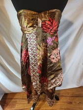 Vtge Y2K Size S Strapless Brown Floral Dress Forever 21 Baby Doll
