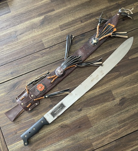 Vintage Colombia Machete Knife Incolma S.A. Co. + Sheath 22" Blade