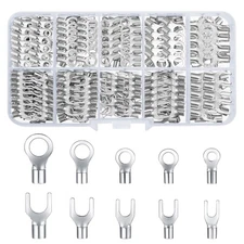 320 Pieces Non-Insulated Ring Terminals & Fork Connector Kit, Copper Ring... 