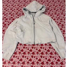 Lululemon Scuba Oversized Full Zip Hoodie Blue LW3EOZS XS/S Light Blue Crop c3