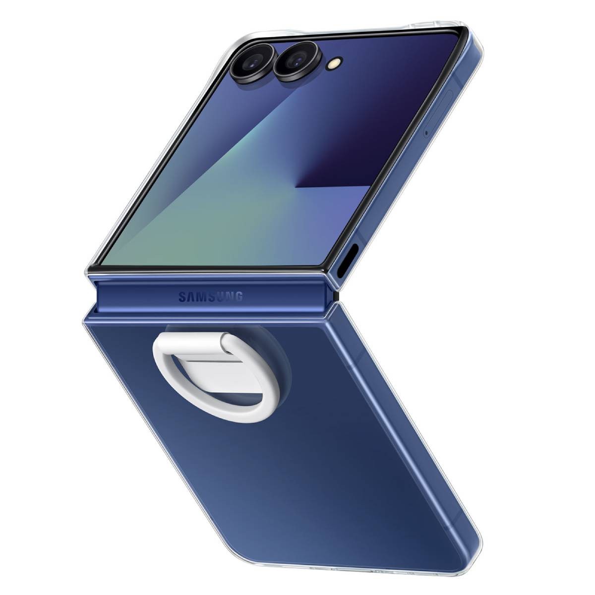 Coque Galaxy Z Flip 7 luxe fine en silicone mat et bague en aluminium