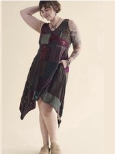 Earthbound Trading Co Overdyed Dress Patchwork Boho Festival Gypsy Peasant Fairy