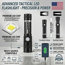 Rechargeable 990000LM LED Flashlight Tactical Police Super Bright Torch Zoomable