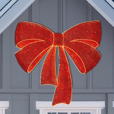 48 In Red Bow with 651 LED Twinkle Lights Warm White Chasing Indoor Outdoor New