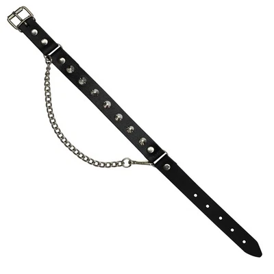 FREAK SCENE Cadena para botas de cuero tachuelas planas negras