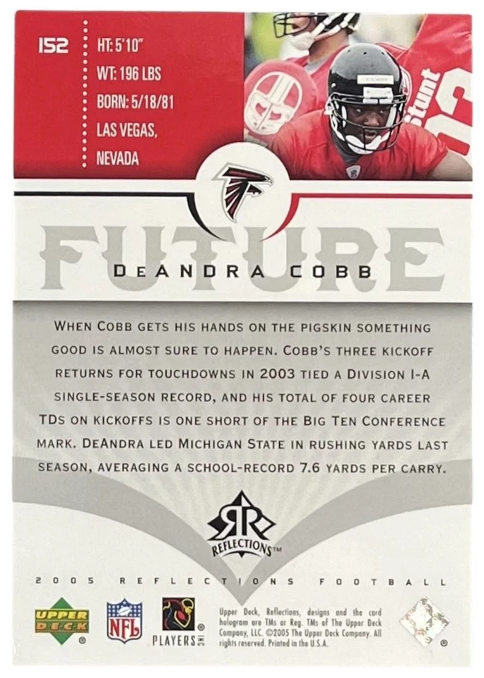 2005 Upper Deck Reflections #152 Deandra Cobb RC Atlanta Falcons /899 - Image 2 of 2