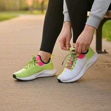 Reebok Unisex Lace Up Low Top Mesh Athletic Sneakers Green/Gray/Pink RBK 6373